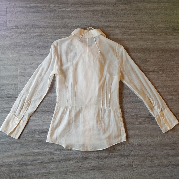 CELINE Ethereal White Silk Blend Long Sleeve Blouse - Picture 8 of 12